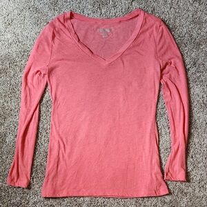 Old Navy Women's Long Sleeve V-Neck Top - Coral
